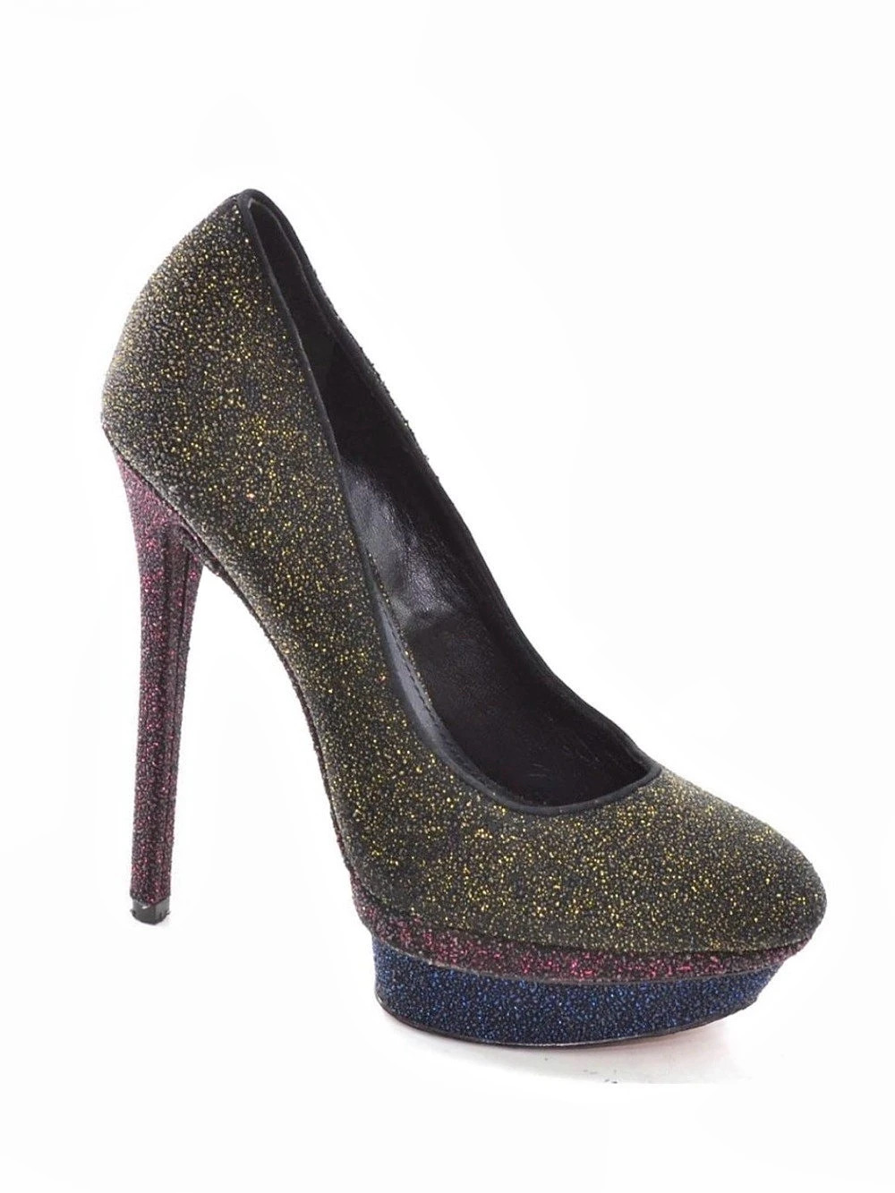 Brian Atwood Fontanne Glitter Platform Pumps Black & Red